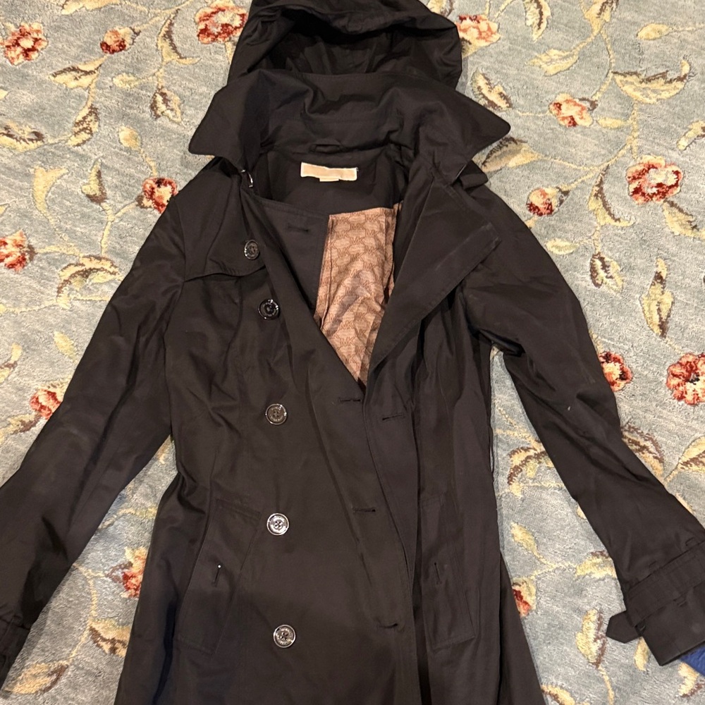 Michael Kors Women's Black Trench Rain Coat